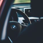 black BMW car steering wheel