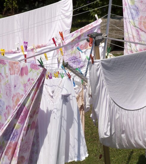 laundry, bed linen, laundry spider, clothes line, clothing, to wash, hang, garden, meadow, house work, clothespins, dry, nature, wind